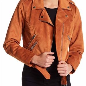 Faux suede moto jacket